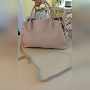 Blush crossbody leather tote bag